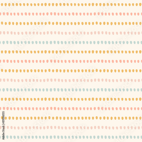 Abstract spots and shapes lines minimalist tribal stripe seamless vector pattern. Boho beads and stones pastel pattern.