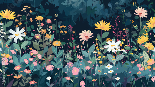 wild flowers in nature background Vector style 