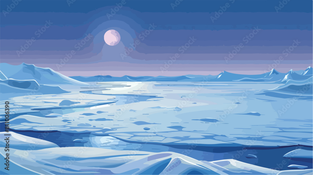 winter Arctic landscape North pole background Vector