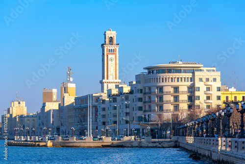 Panoramic view of Adriatic sea, embankment and modern architecture in Bari, Italy © Savvapanf Photo ©