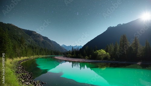 Enchanting Nightfall: Bioluminescent River Beneath the Starry Washington Sky