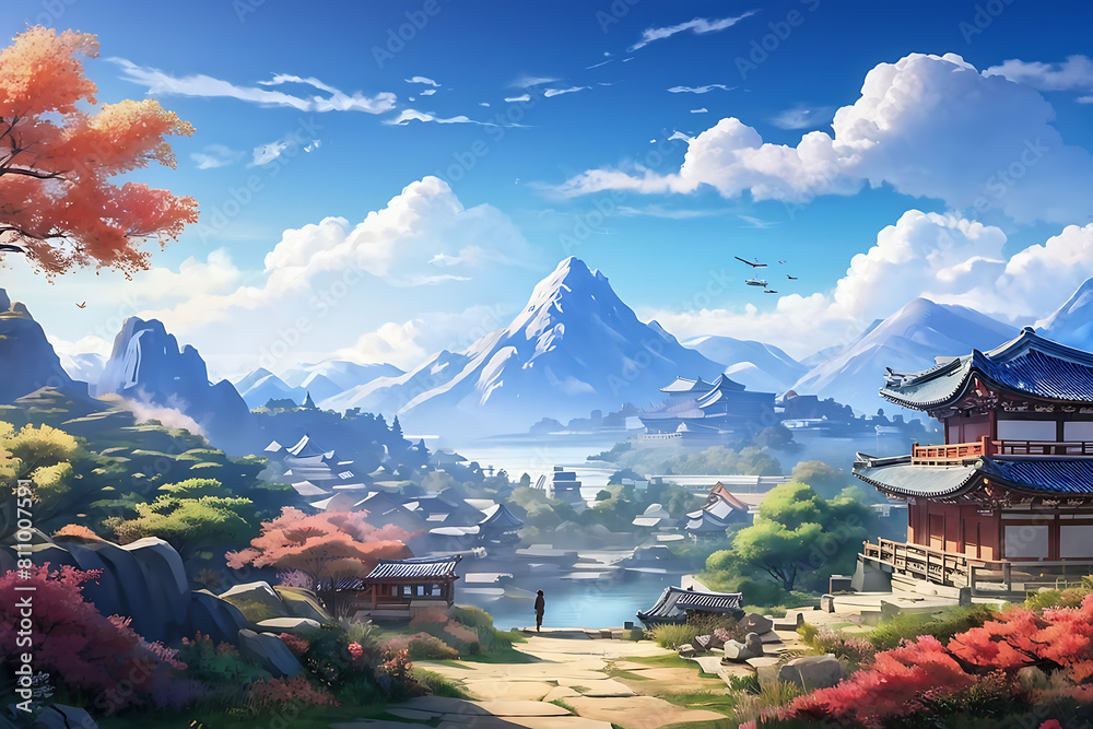 A beautiful background of Korea.Generative AI A beautiful background of Korea.Generative AI