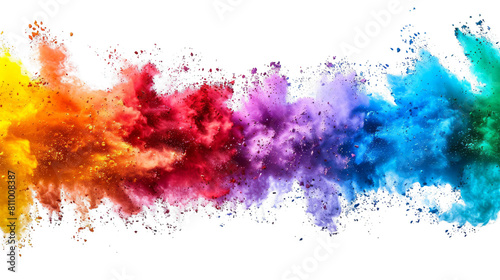 Rainbow powder explosion Pride Month isolated on a transparent background photo