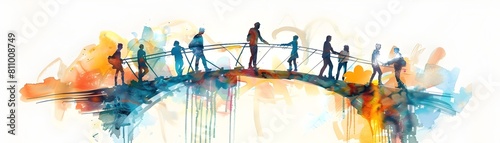 A Group Building a Bridge Together Symbolizing the Connection of Ideas