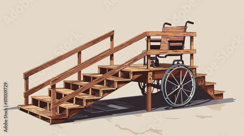 Wooden stairs for wheelchair Vector style vector design