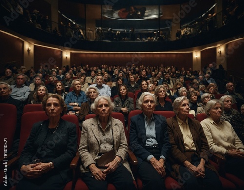 Visitors attending a film screening of a documentary exploring the life and work of a famous artist.
 photo