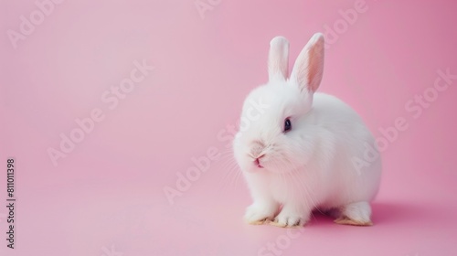 Cute baby rabbit with pink background. © rabbit75_fot