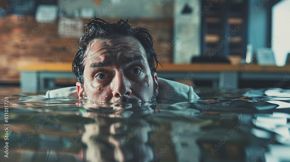 Stressed and depressed businessman water. Stress and loss concept. Stressed and depressed businessman water. Stress and loss concept.