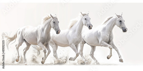 beautiful white arabian horses running