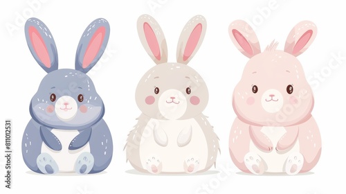 Rabbit. Flat vector illustration of cute animal. Baby nursery art.