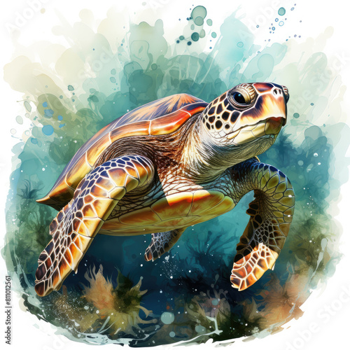 watercolor turtle Retro Summer clipart