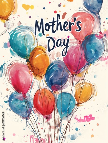 Colorful Mother's Day Balloon Illustration