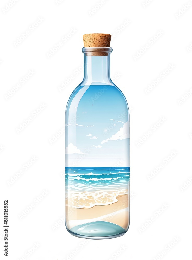 Illustration of a beach inside a bottle Illustration of a beach inside a bottle