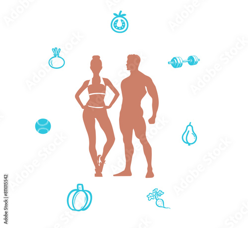 icon on the theme of healthy lifestyle with woman and man.
