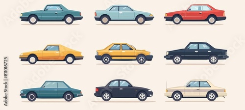 Diverse car silhouettes vibrant vector illustrations for posters, banners, and ads