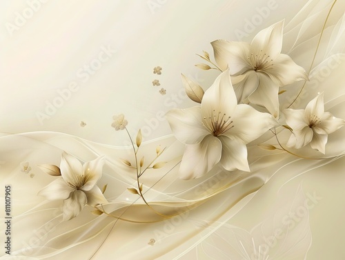 A white background with flowers and leaves.