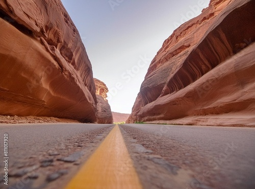 Road through desert near Al Ula, Saudi Arabia