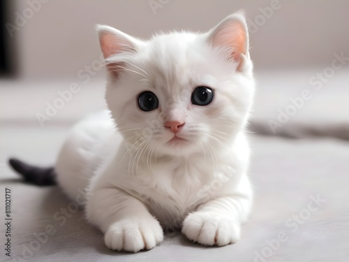 White Cat Animal Realistic Photo Illustration Art © ViewofWorld