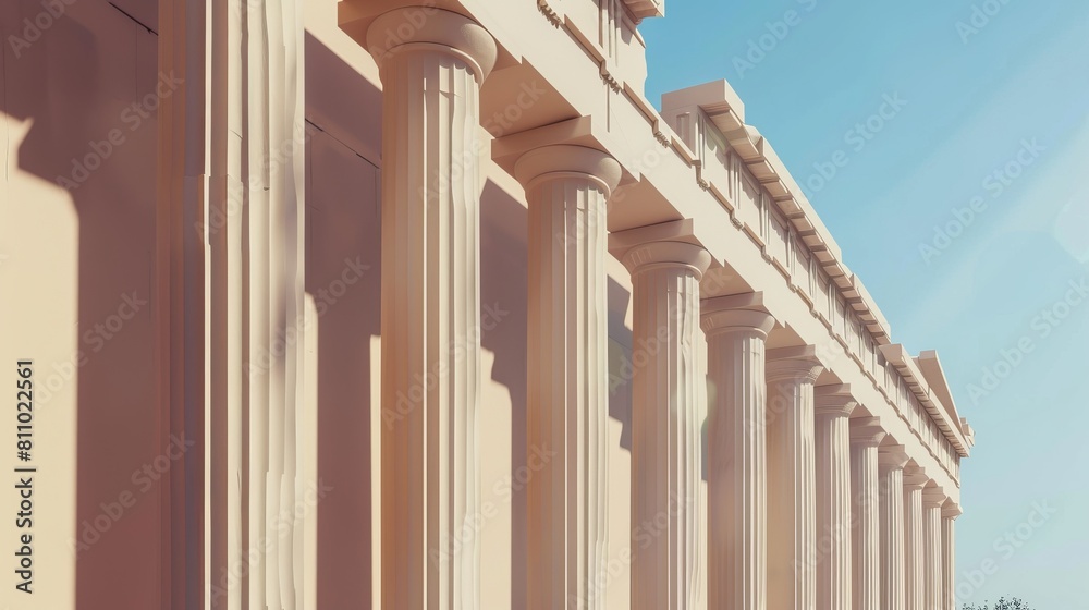 Obraz premium A minimalist design highlighting the iconic columns of the Acropolis, super realistic