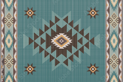 Navajo Native America South Western inspired area rugs ethnic decor style. tribal vector seamless pattern. Indian ornament Boho geometric ornament.folk.orientel. Window .blanket, rug. Woven carpet