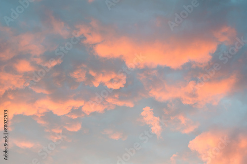 Dreamy sky with pinkish clouds during sunset