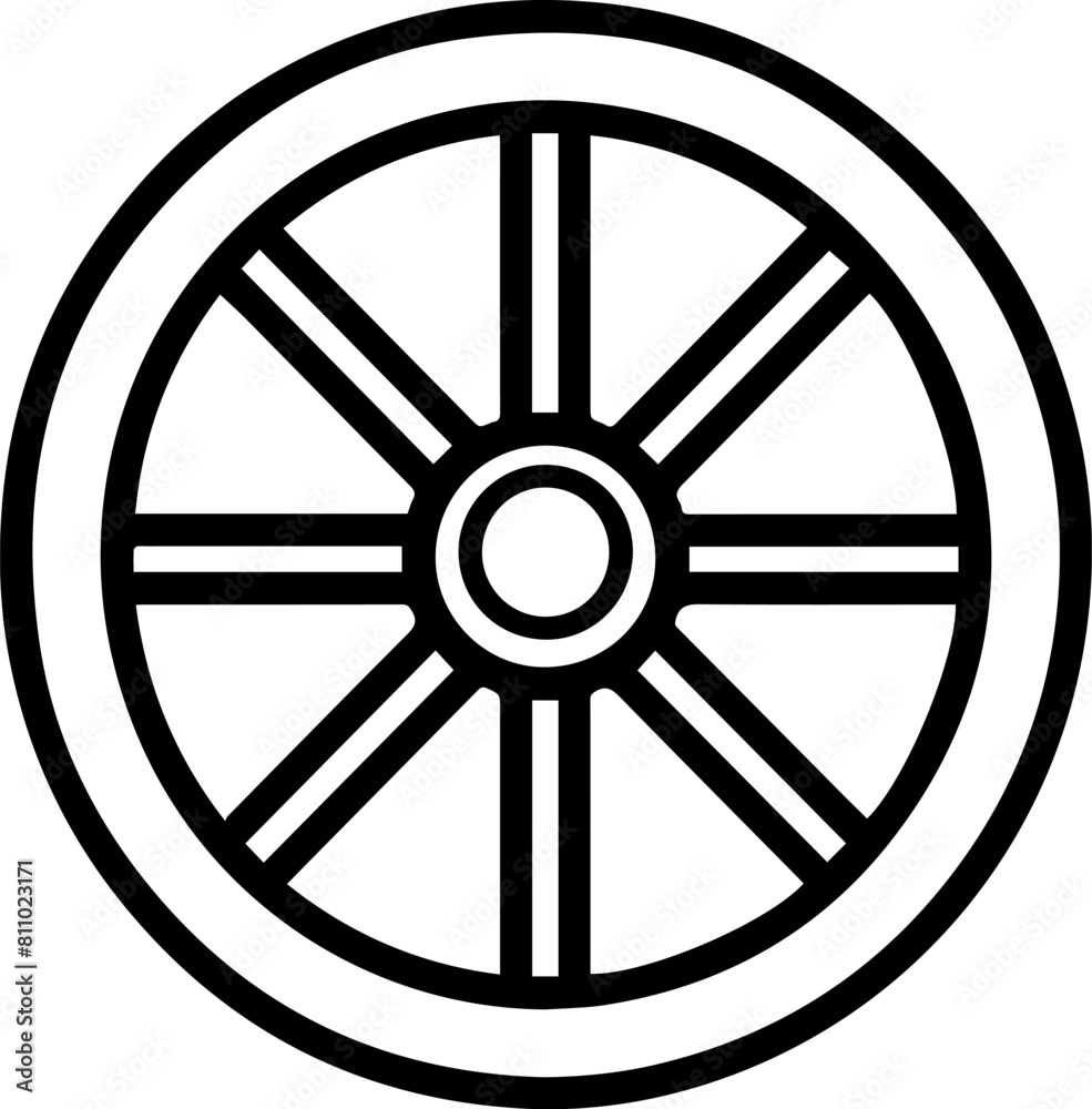 Wheel black line style vector illustration Wheel black line style vector illustration