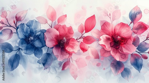 In this abstract watercolor painting, you can see floral seamless patterns painted in soft pastel colors. Use it for beauty products, cosmetics, or other applications.
