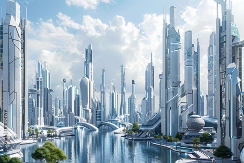 A futuristic cityscape where buildings are crafted from Cerium-based materials   super realistic