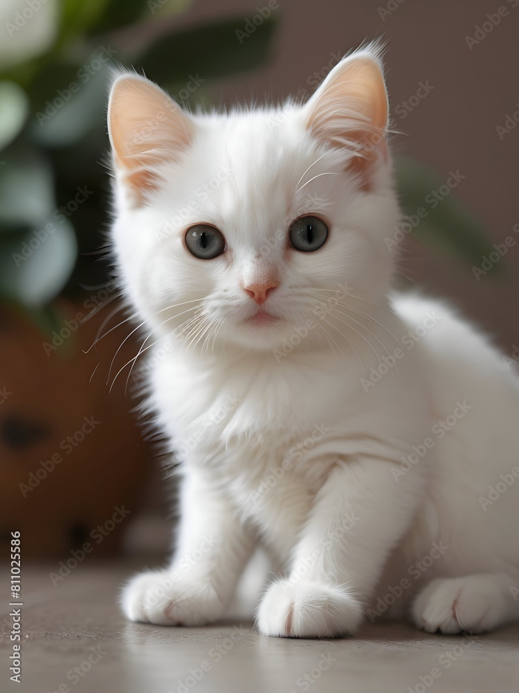 White Cat Animal Realistic Photo Illustration Art