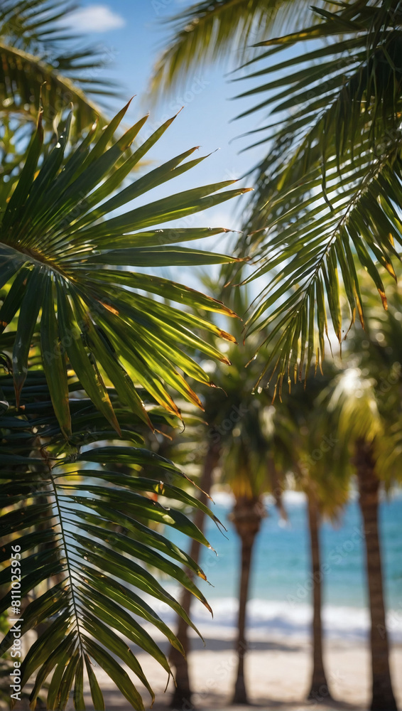 Palm Paradise, A Background Adorned with Palm Leaves Palm Paradise, A Background Adorned with Palm Leaves