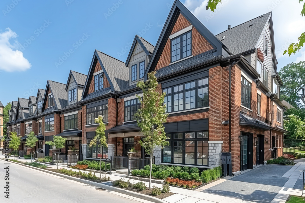 Residential Area, Townhouses, Generative AI Residential Area, Townhouses, Generative AI