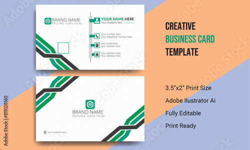 Modern Corporate Business Card Template: Clean, Elegant Design for Professional Branding or Personal Use.
