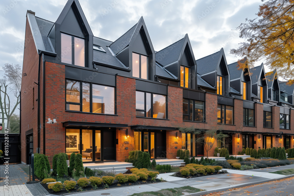 Residential Area, Townhouses, Generative AI