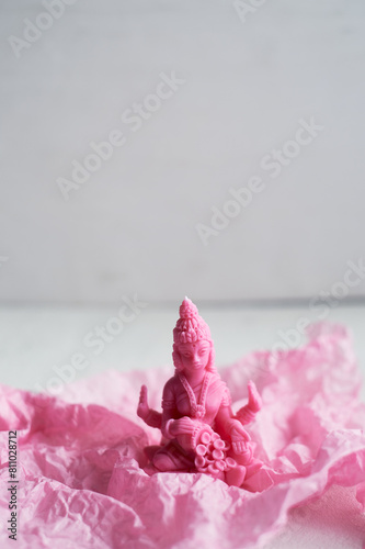 Wallpaper Mural A pink candle is placed on a pink petal, resembling a delicate flower. The magenta hue contrasts beautifully with the natural material, creating a stunning visual in macro photography Torontodigital.ca