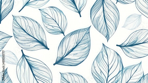  A realistic depiction of a single  detailed blue leaf  carefully painted and isolated on a pure white background.