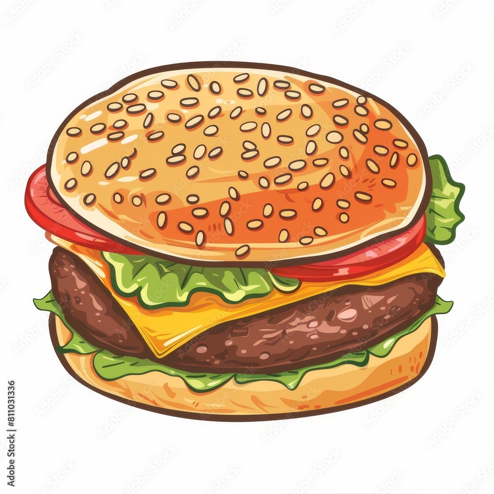 Burger fast food on white background, isolated element, vector style, cheese Burger fast food on white background, isolated element, vector style, cheese
