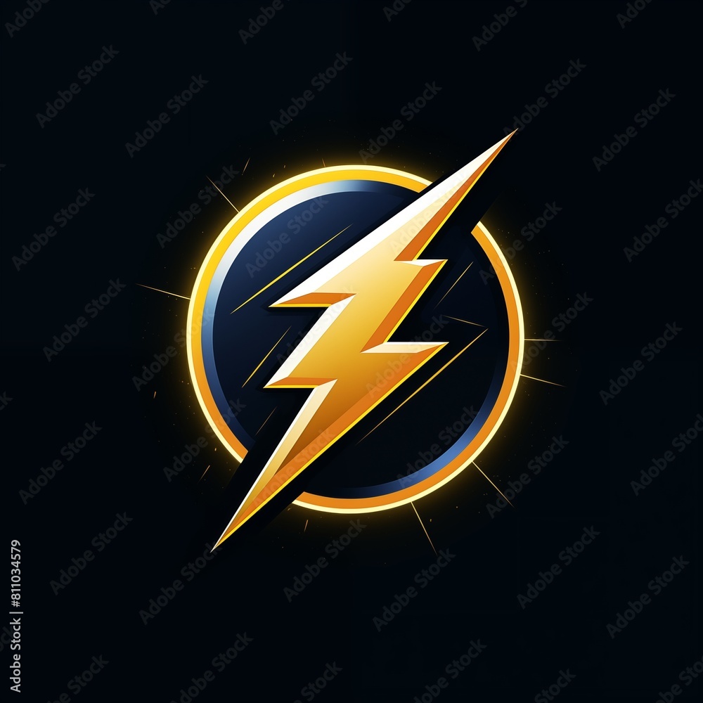 Stylized Lightning Bolt Emblem with Metallic Shine on a Dark Background Stylized Lightning Bolt Emblem with Metallic Shine on a Dark Background