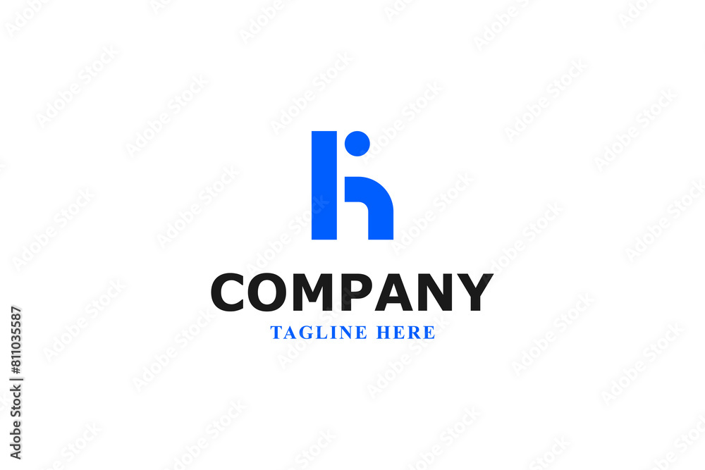 letter h and i blue modern minimal logo letter h and i blue modern minimal logo