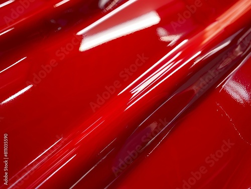 A close up of a red car with shiny paint.
