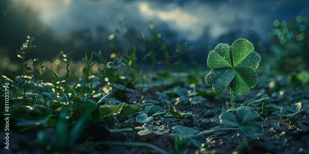Dawn's Charm: Four-Leaf Clover on Emerald Meadow
A four-leaf clover standing out on a green meadow at dawn Dawn's Charm: Four-Leaf Clover on Emerald Meadow
A four-leaf clover standing out on a green meadow at dawn
