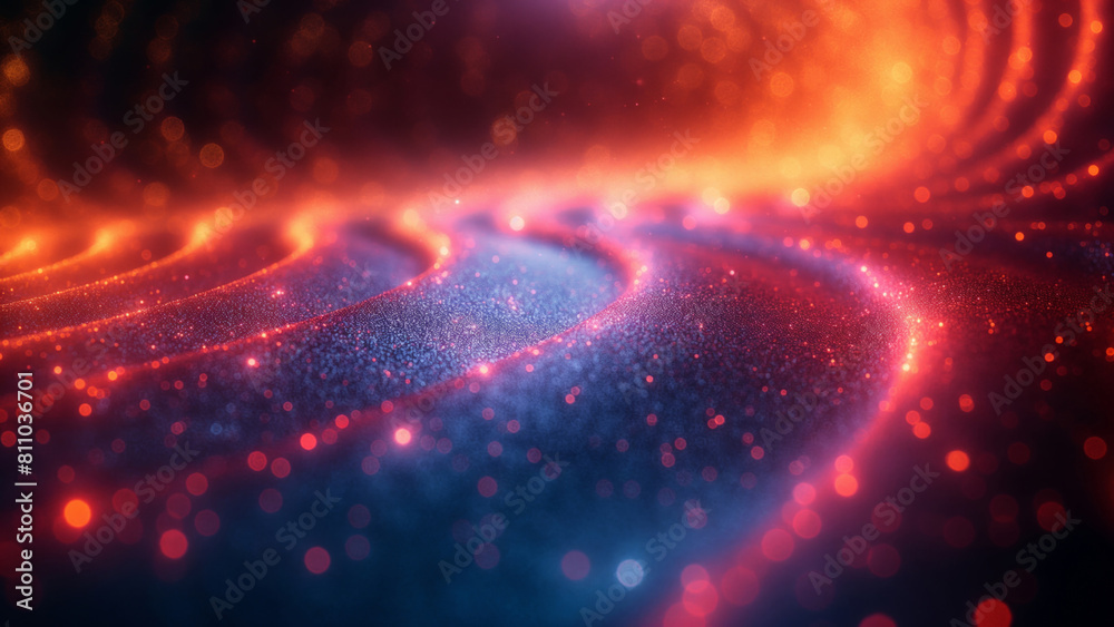 Vibrant Abstract Particle Waves in Fiery Orange and Cool Blue, Perfect for Backgrounds in Tech and Science Visuals Vibrant Abstract Particle Waves in Fiery Orange and Cool Blue, Perfect for Backgrounds in Tech and Science Visuals