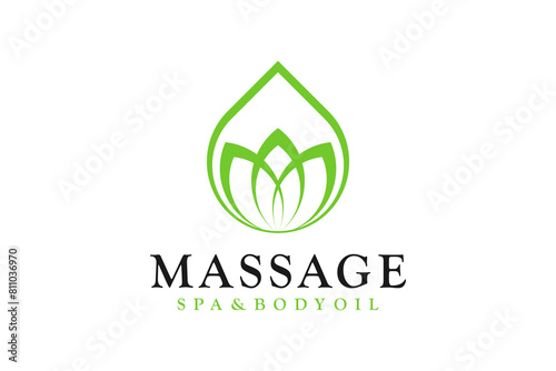 Lotus flower design logo with water purity elements symbol of spa reflexology and women's beauty clinic.