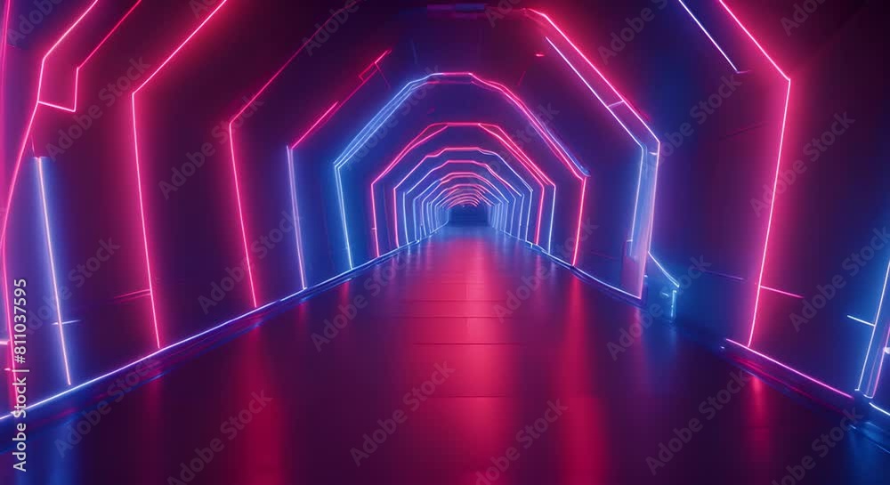 Futuristic tunnel Blue and red lines glowing light effect hitech style Futuristic tunnel Blue and red lines glowing light effect hitech style