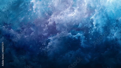 Abstract Blue Ice Textures Meet Sky Elements  Digital Collaboration of Frigid Vistas And Celestial Spaces  Perfect For Cool Season Themes 8k Wallpaper High-resolution