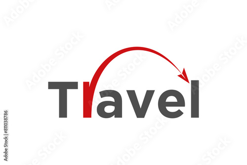 Travel agency logo design with paper airplane symbol in the words Travel.