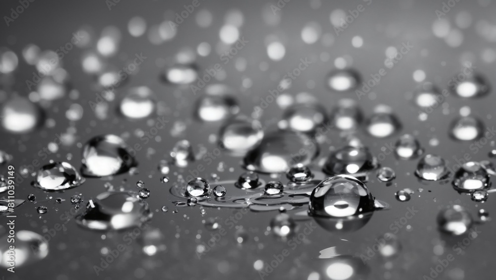 Realistic water droplets on gray background design wallpaper