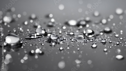 Realistic water droplets on gray background design wallpaper