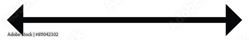 Horizontal dual thin long straight double ended arrow. Contour isolated vector image on white background. eps 10