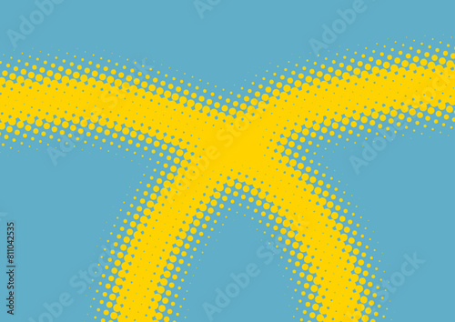 Fun yellow and blue dotted pop art background in retro comic style, vector eps10