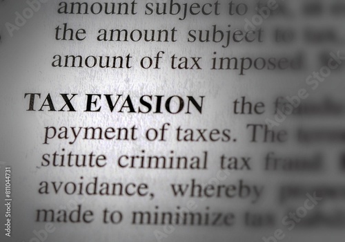 close up photo of the words tax evasion